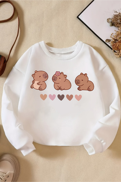 MYADA Hanorac premium cu gât rotund cu imprimeu Capybara 24535