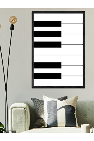 CeSht Piyano Tek Parça Siyah Ahşap Çerçeveli Tablo