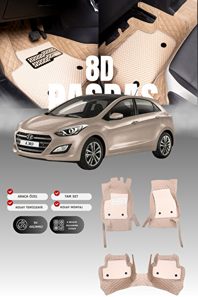 stiloto Hyundai İ30 (2012-2016) 8D Deri Havuzlu Oto Paspas | Tam Koruma,Araca...