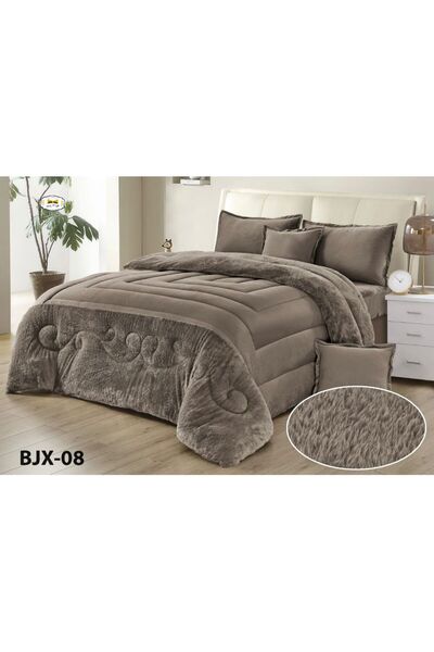 MİNG Lİ Winter bedspread for two people, velvet face, rabbit fur face, 6 pieces, king size, 230*250