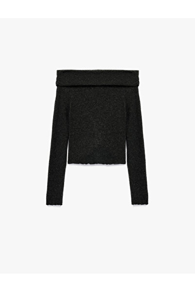 Koton Viscose Blended Camisole Off-The-Shoulder Slim Fit Long Sleeve T-Shirt