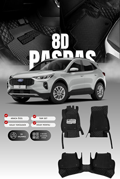 stiloto Ford Kuga (2020 ve sonrası) 8D Deri Havuzlu Oto Paspas | Tam Koruma,A...