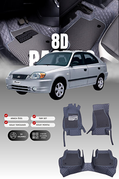 stiloto Hyundai Accent Admire (2003-2006) 8D Deri Havuzlu Oto Paspas | Tam Ko...