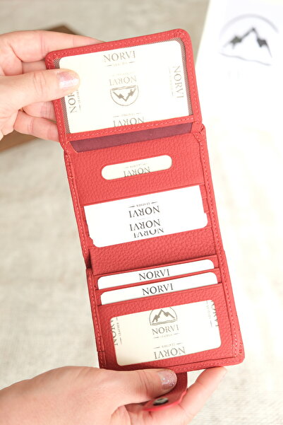 Norvi Leather Multi-Compartment Horizontal Genuine Leather Wallet with Snap Fasteners