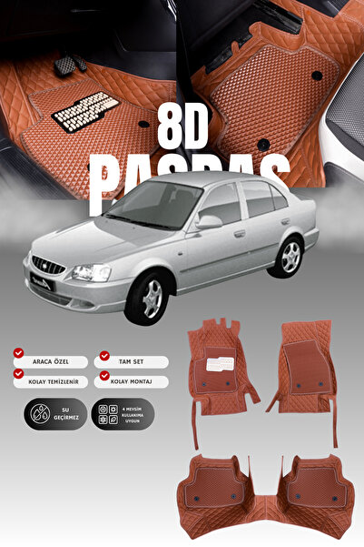 Genel Markalar Hyundai Accent Milenyum (2000-2003) 8D Deri Havuzlu Oto Paspas...