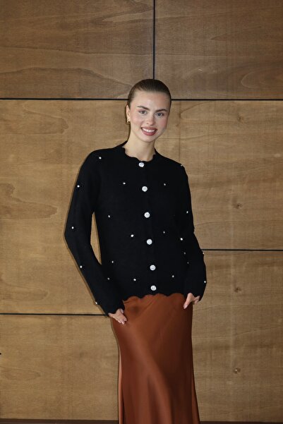 NATUFIAN STORE Γυναικεία ζακέτα από μαλακό πλεκτό με λεπτομέρεια από πέτρα κα...