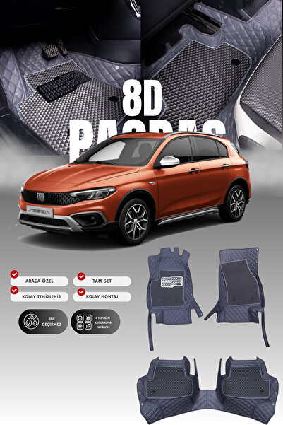 stiloto Fiat Egea Cross (2021-2025) 8D Deri Havuzlu Oto Paspas | Tam Koruma,A...