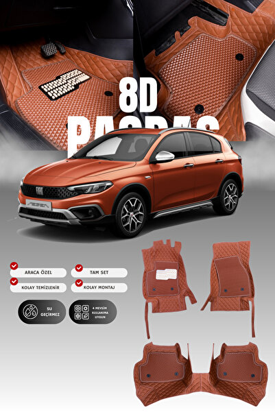 stiloto Fiat Egea Cross (2021-2025) 8D Deri Havuzlu Oto Paspas | Tam Koruma,A...