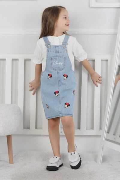 CC Design Mickey Mouse Desenli Çocuk Kot Jile Elbise