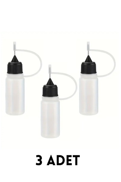 GÜL MZC 3'lü 10ml İğne Uçlu Plastik Şişe - Tutkal Kabı, E-Sıvı, Yağdanlık