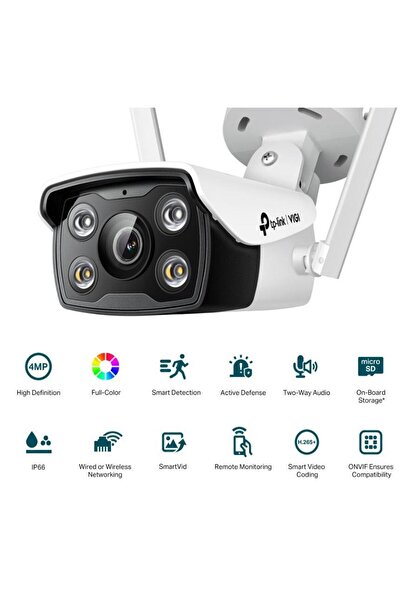 TP-LINK "TP-LINK VIGI 4MP Outdoor Bullet Network WIFI Camera,VIGI C340-W(4mm), 1/3""Progressive Scan CMOS,