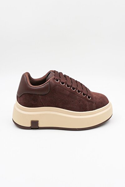 Guja Kadın Kalın Taban Süet Deri Günlük Spor Ayakkabı GJ361 - Kahve - 36