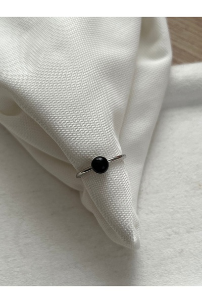 Pel Design خاتم من الفولاذ مصنوع يدويًا من حجر العقيق الأسود