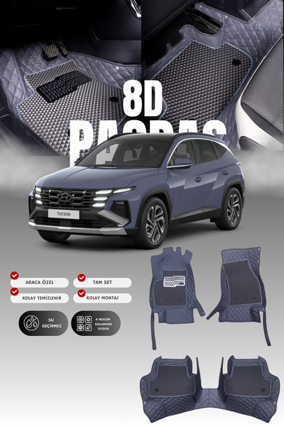 stiloto Hyundai Tucson (2020 ve sonrası) 8D Deri Havuzlu Oto Paspas | Tam Kor...