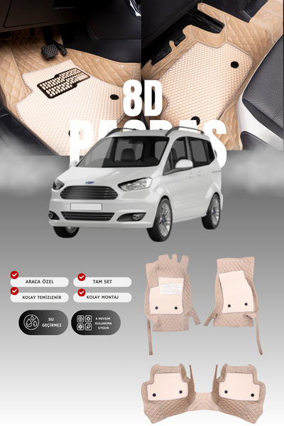 stiloto Ford Tourneo Courier (2014-2023) 8D Deri Havuzlu Oto Paspas | Tam Kor...