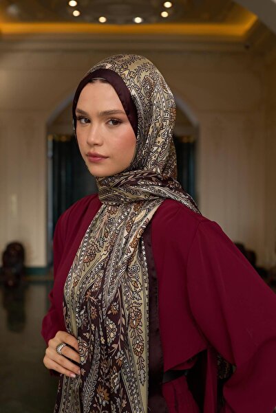 İpekhan Σοκολατένιο καφέ ινδικό σάλι βουάλ - 5009-16