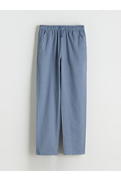 LC Waikiki Lcw Kids Blue Elastic Waist Linen Blended Boys' Trousers