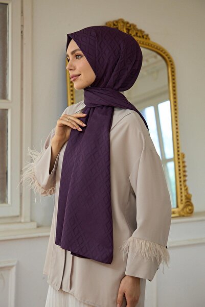 İpekhan Μωβ μεταξένιο ζακάρ σάλι μελιτζάνας - Summer Sparkle Collection 9015-21