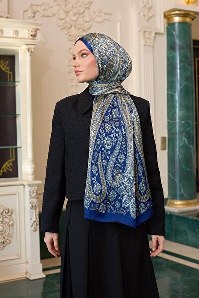 İpekhan Νυχτερινό μπλε ινδικό σάλι βουάλ - 5009-04