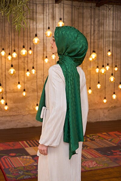 İpekhan Silky Jacquard Shawl Emerald - Summer Sparkle Collection 9014-12