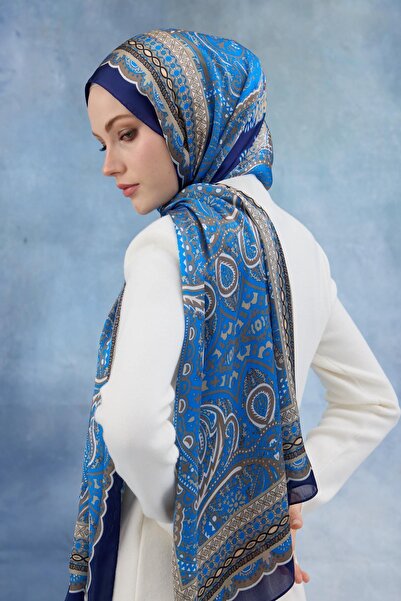 İpekhan Μπλε ινδικό σάλι βουάλ - 5005-01