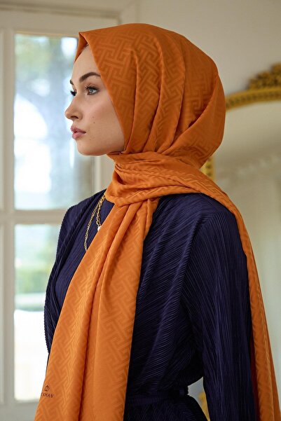 İpekhan Πορτοκαλί μεταξένιο σάλι ζακάρ - Summer Sparkle Collection 9017-26