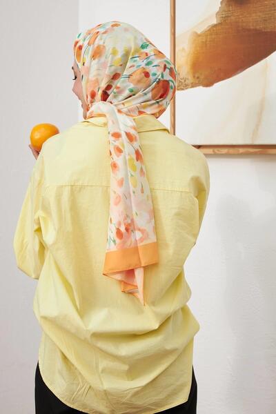 İpekhan Botanical Series Orange Cotton Viscose Shawl - 3023-15