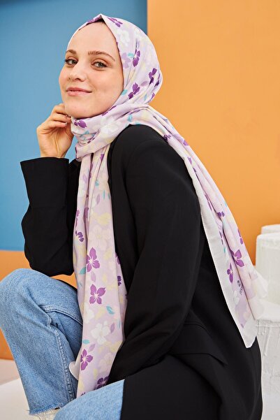 İpekhan Βαμβακερό σάλι με σχέδιο Amelia λιλά 3025-13