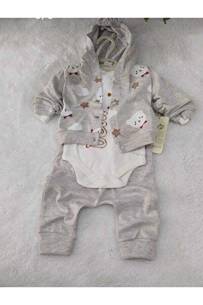 bubiee baby طقم أطفال مكون من 3 قطع بتفاصيل دب تيدي