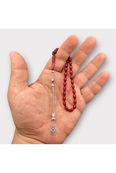 Kt BİLEK BOY ATEŞ KEHRİBAR TESBİH KAPLAMA PÜSKÜLLÜ