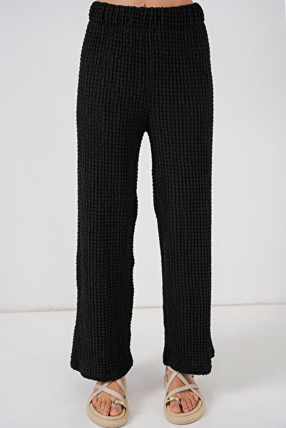 Bigdart Women's Knitted Blouse Pants Two Piece Set 30052 - Black