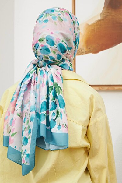 İpekhan Şal din viscoză din bumbac de mătase albastră din seria Botanik - 3023-06