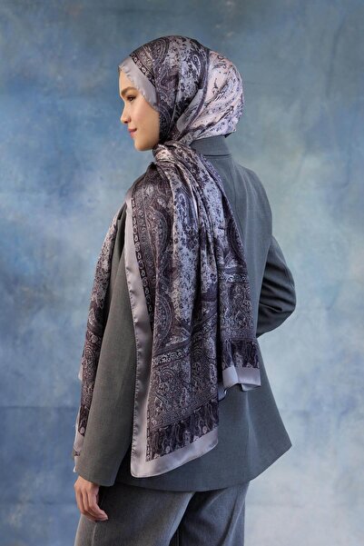 İpekhan Γκρι ινδικό σάλι βουάλ - 5002-03