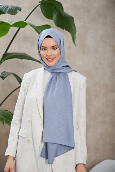 İpekhan Alesa Pattern Silky Jacquard Shawl Lavender Gray 9003-24