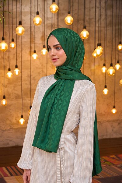 İpekhan Silky Jacquard Shawl Emerald - Summer Sparkle Collection 9014-12