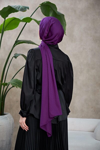 İpekhan Novvela Pattern Silky Jacquard Shawl Plum 9008-16