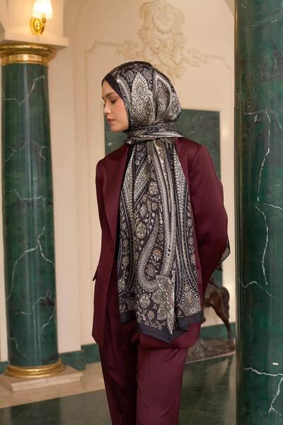 İpekhan Καφέ βιζόν ινδικό σάλι βουάλ - 5009-22