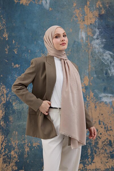 İpekhan Τετράγωνο σχέδιο Βαμβακερό Ζακάρ Σάλι Μπεζ 8012-27