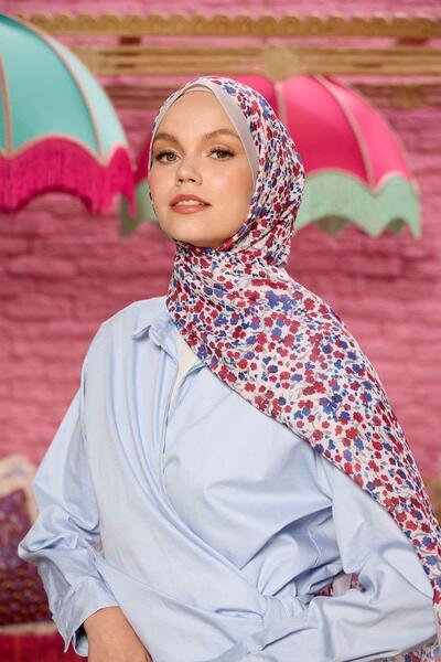 İpekhan Marrakech Collection Soft Shawl Grey Red 3046-23