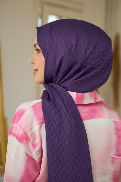 İpekhan Silky Jacquard Shawl Σκούρο Μωβ Καλοκαιρινή Συλλογή - 9015-18