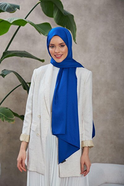 İpekhan Alesa Desen Шовковий жакардовий шарф темно-синій 9003-14