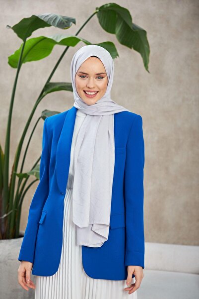 İpekhan Line Leola Pattern Silky Jacquard Shawl Gray 9009-07