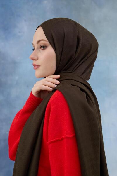 İpekhan Μοτίβο ποδιών χήνας Βαμβακερό ζακάρ σάλι Χακί 8011-18