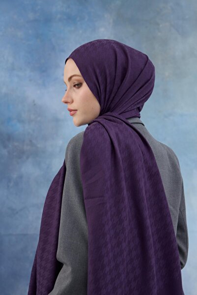 İpekhan Μωβ Ζακάρ Σάλι Χήνας με Μοτίβο Βαμβακιού - 8011-13