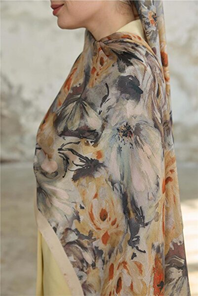 İpekhan Winter Bloom Collection Indian Silk Shawl 5014-10013