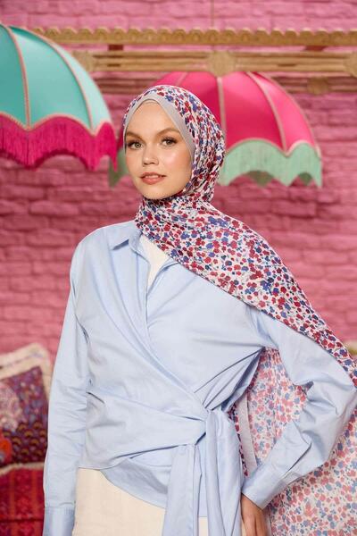 İpekhan Marrakech Collection Soft Shawl Grey Red 3046-23