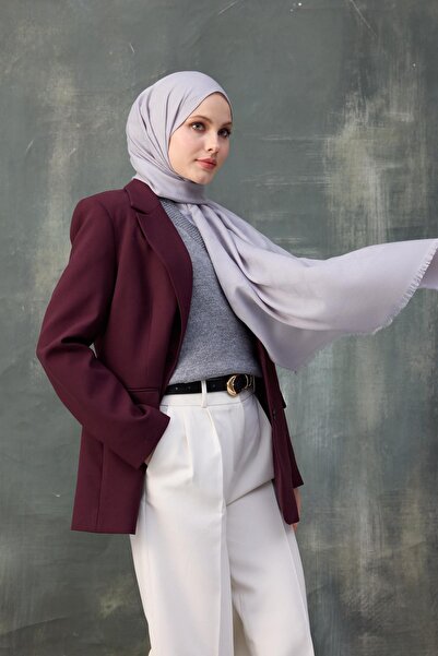 İpekhan Шарф з бавовняного жакарду з сірим хвилястим візерунком - 8010-09