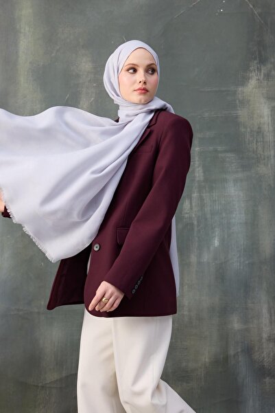 İpekhan Βαμβακερό Jacquard Wave μοτίβο Ασημένιο σάλι - 8010-06