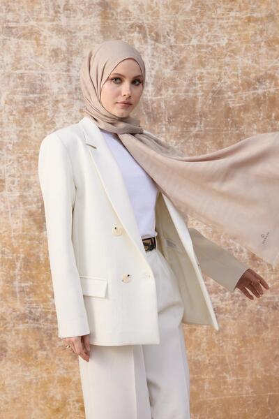 İpekhan Fendi Pattern Βαμβακερό Ζακάρ Σάλι Μπεζ 8009-27