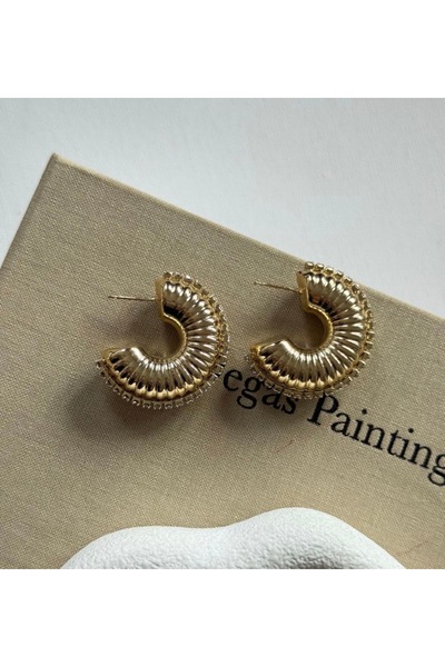 AychaAksesuar Çelik vip yarım ay tırtıklı vintage marka model küpe